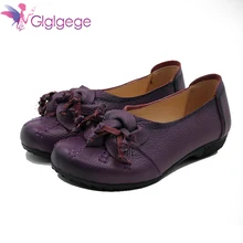 Glgl/Женская обувь ручной работы; кожаная женская обувь на плоской подошве с цветочным принтом; удобные кожаные мокасины с мягкой подошвой в национальном стиле