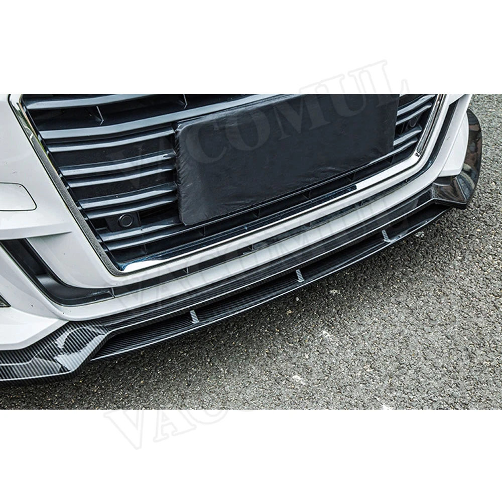 Передний бампер спойлер для Audi A3 Sline S3 Not Standard 2017 2018 2019 ABS Carbon Look Black Head Chin Guard