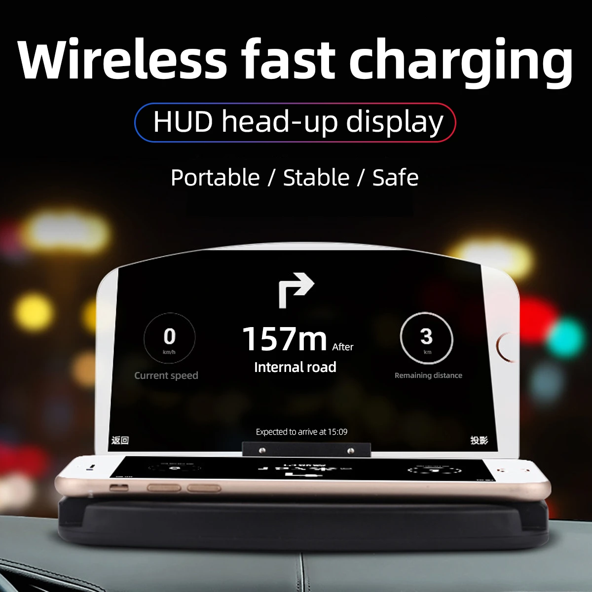 phone stand holder ANKNDO HUD Display Car Navigation Head-Up Projector Mobile Phone Holder Qi Wireless Charger Car Bracket Screen Reflection Stand cell phone stand