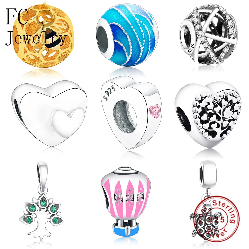 FC Jewelry Fit Original BrandCharms Bracelet 925 Sterling Silver Gold Honey Bee Eiffel Tower Coffee Cup Mickey Beads Berloque | Украшения и