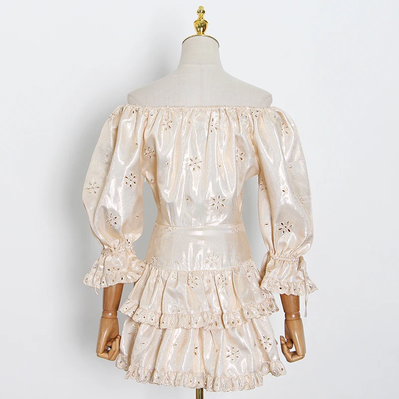 TWOTWINSTYLE Elegant Ruffle Lace Up Bowknot Dress