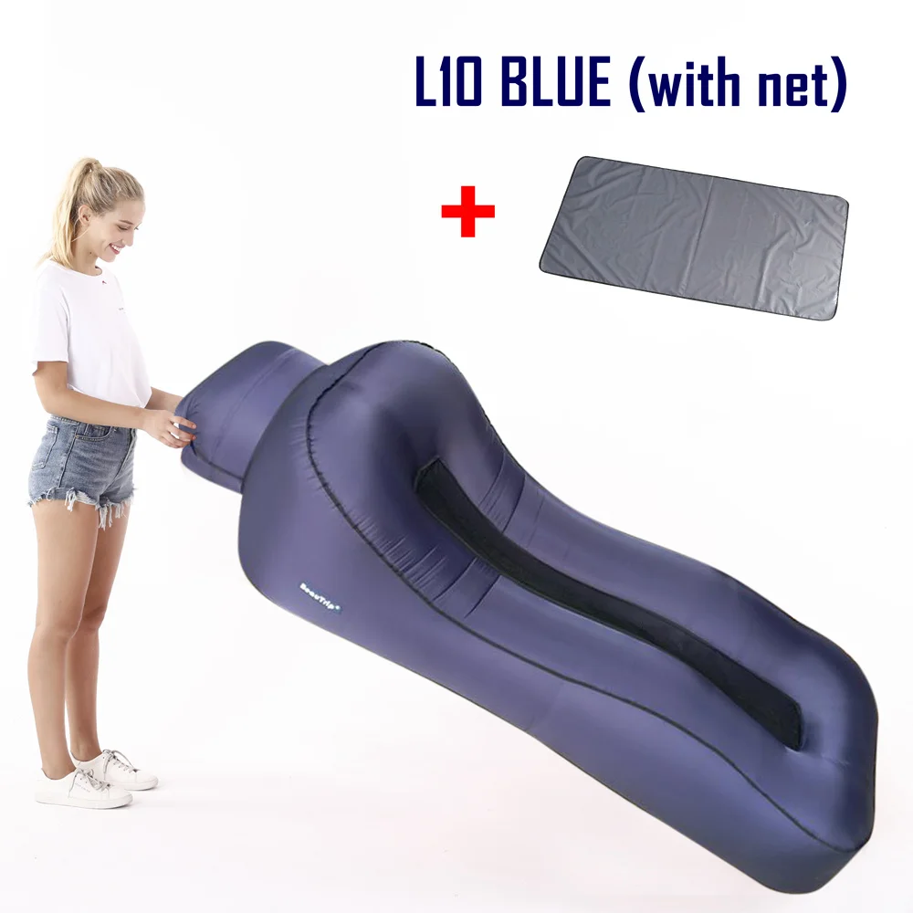 L10-Blue and Mat Надувной шезлонг BEAUTRIP, надувной диван-кровать для отдыха, кровати для отдыха, кемпинг, пляжный диван, водонепроницаемый матрас, водные поплавки - Цвет: L10-Blue and Mat