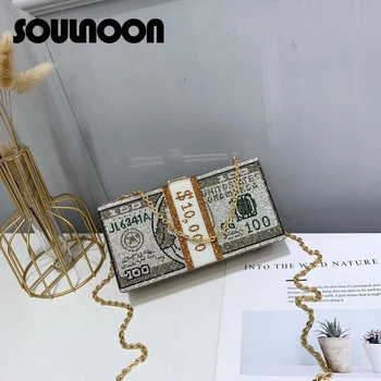 

Crystal Money USD Bags Dollar Design Wallet Luxury Diamond Handbag Woman Dinner Party Clutch Bag Fashion Rhinestone Shoulder Bag