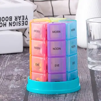 

Portable Tablet Pill Box Holder 28 Grid Weekly Medicine Storage Organizer Case X5XC
