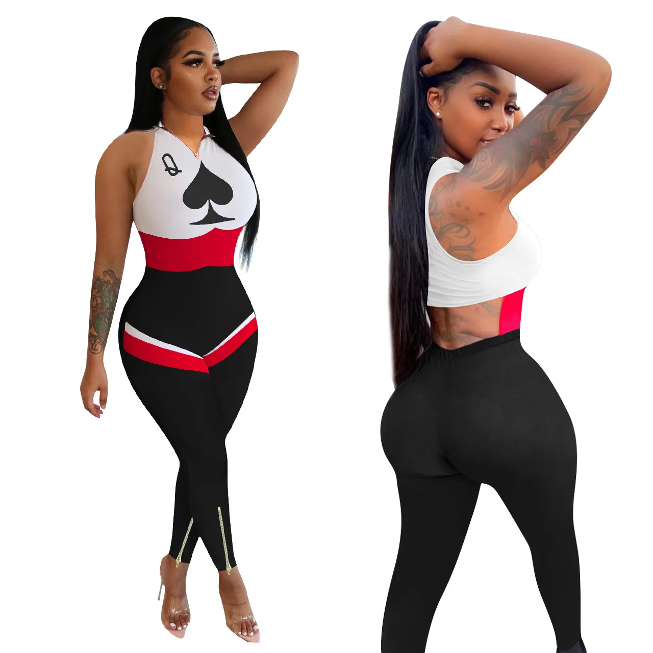 Mono Sexy con cremallera de Color liso para mujer, traje de estilo europeo y americano de verano