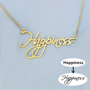 

Stainless Steel Box Chain Cursive Name Necklace Personalized Any Name Letters Pendant For Women Men Custom Jewelry Birthday Gift