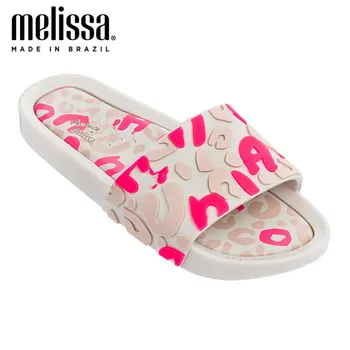 

Women Melissa Slippers Crystal Flat Heel Summer Shoes Female Indoor Outside Bling Beach Slides Open Toe Leopard Ladie Shoes