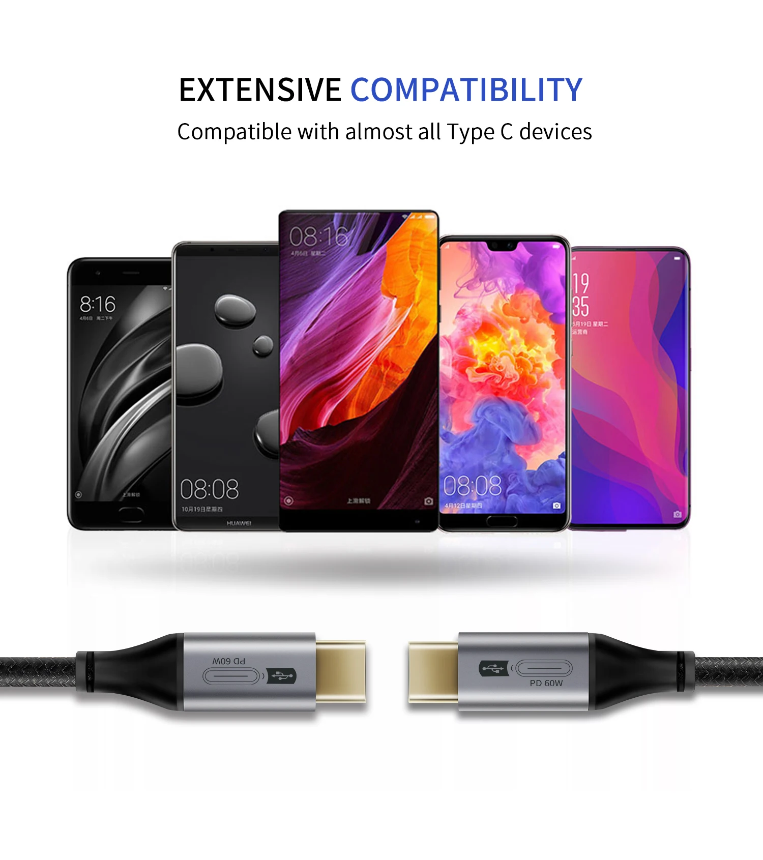 Кабель PD 60 Вт USB C к usb type-C для huawei mate 30 QC 4,0 кабель для быстрой зарядки для Macbook Air samsung S10 C255