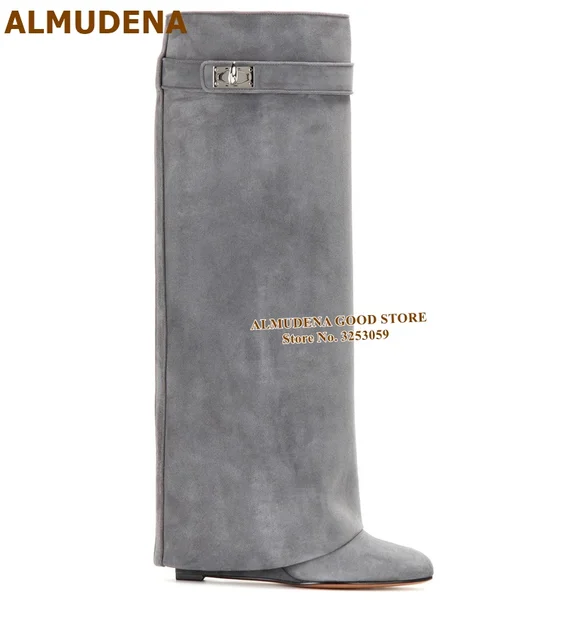 Knee High Tall Boots Wedge Heels 