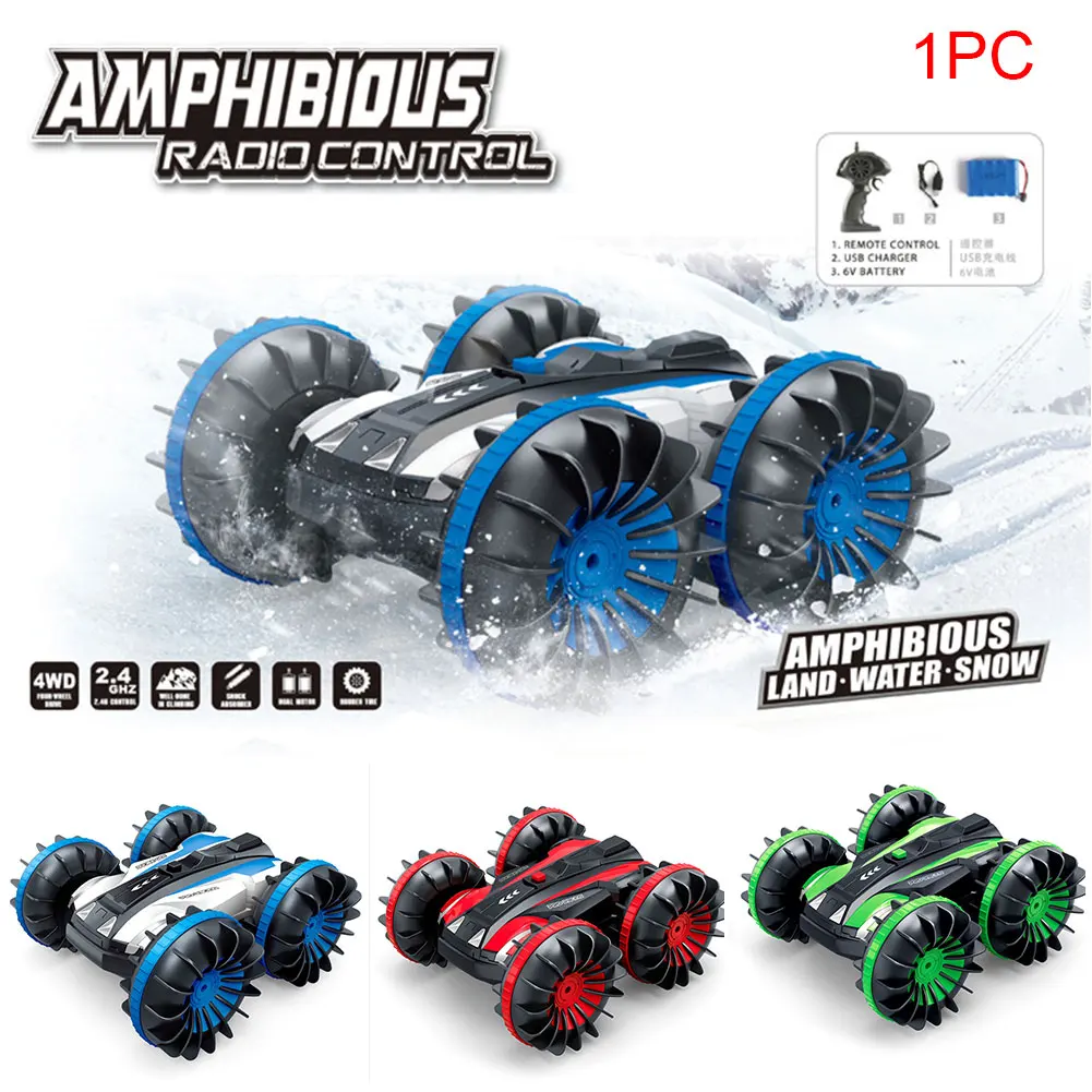 2,4 ГГц 4WD 1:18 RC автомобиль на день рождения автомобиль-амфибия внедорожный водонепроницаемый гоночный трек Подарок детская лодка Вращающийся Двухсторонний трюк