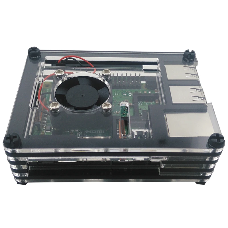 

For Raspberry Pi 3B 3B+ Pluse Case Rainbow Shell 9 Layer Blue Red Black Acrylic Box Case and Cooling Fan for Pi 3B 3B+