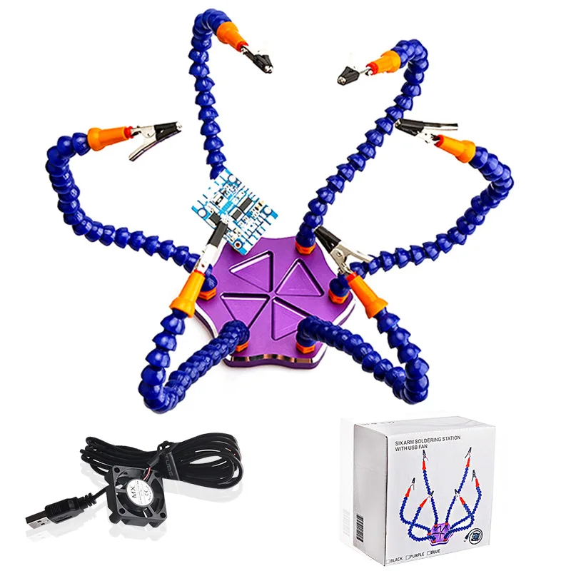 

Six-claw Multi-functional Aluminium Alloy Solder Stage Model Airplane Accessories XT60 Flight Control through Machine FPV 6 Jaws