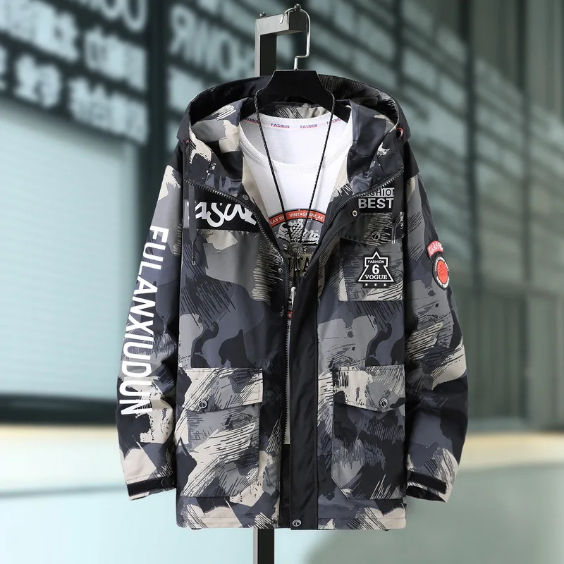 

Мужская камуфляжная куртка-бомбер, Повседневная Свободная куртка-бомбер в уличном стиле, большие размеры 3XL-10Xl, Осень-зима 2022