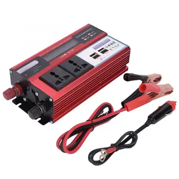 

Digital Display Solar Inverter Red Aluminum Alloy Converter for Car 4xUSB 3000W 110V
