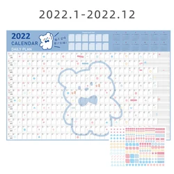 Autocollant pour calendrier annuel et périodique 2022, papeterie mignonne d'apprentissage et de planification des études, décoration de la maison 