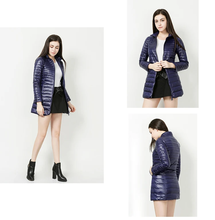 New Women's slim down jacket Winter Down Coat stand collar zipper jacket Casual Warm Parka Snow Outwear slim fit