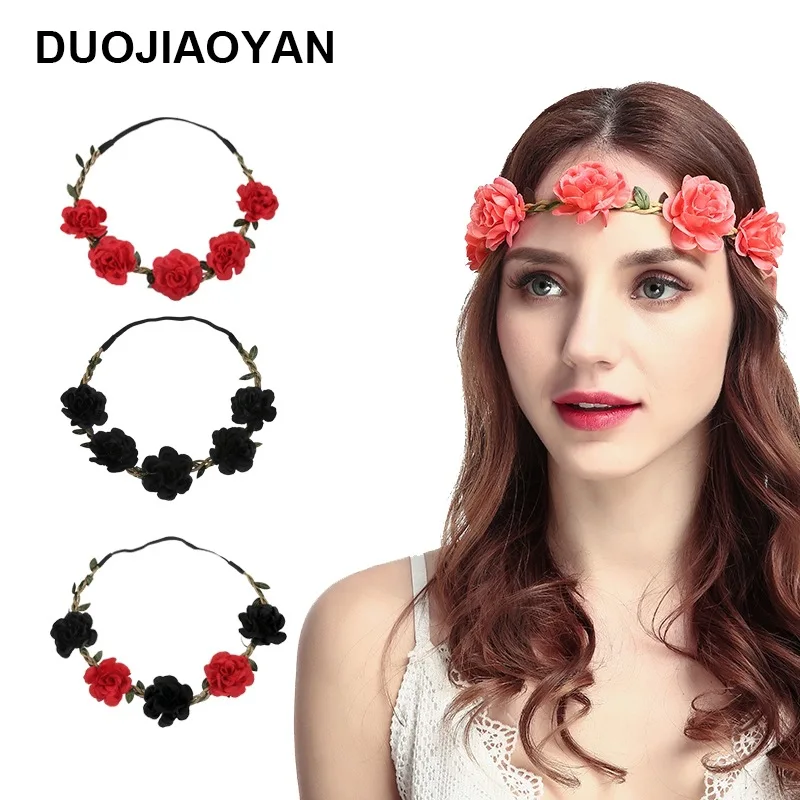 

New Style Fabric Model Flower Hair Band Seaside Travel MORI Series Multi-color Photo Accessories