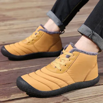 

Fashion Men's Ankle Boots Outdoor Men Light Casual Shoes Flats Breathable Plush Velvet Warm Snow Boots Comfortable Boot