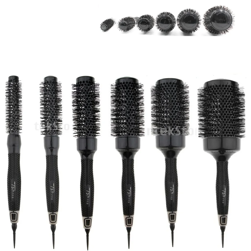 Professional Ceramic Round Barrel Hair Brush For Blow Drying & Straightening Thermal Radial For Long Or Thick Hair 6 Sizes