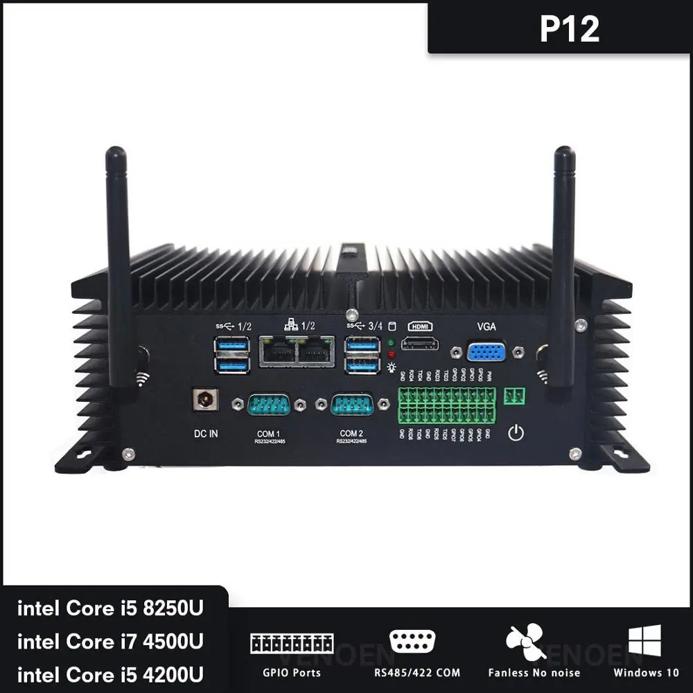 Прочный Мини ПК серверный core i7 i5 8250U 8350U промышленный Безвентиляторный Компьютер