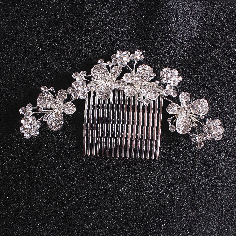 Свадебное элегантное пятилепестковое украшение для волос с кристаллами мигающий Кристалл Жемчужный гребень для волос для невесты Свадебные аксессуары для волос ювелирные изделия - Окраска металла: B-1