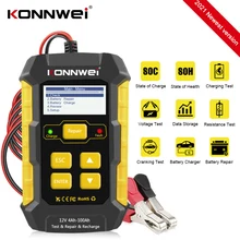 KONNWEI KW510 Tester akumulatora samochodowego ładowarka analizator ładowarka 12v Wet Dry akumulator kwasowo-ołowiowy automatyczne narzędzie diagnostyczne do samochodów