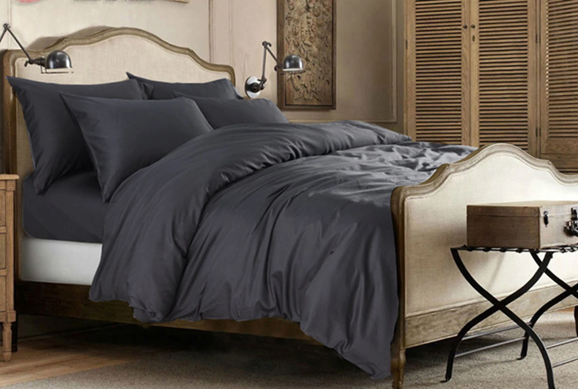 Best Bedding Collection 1200 TC Egyptian Cotton US Sizes Gray Solid 