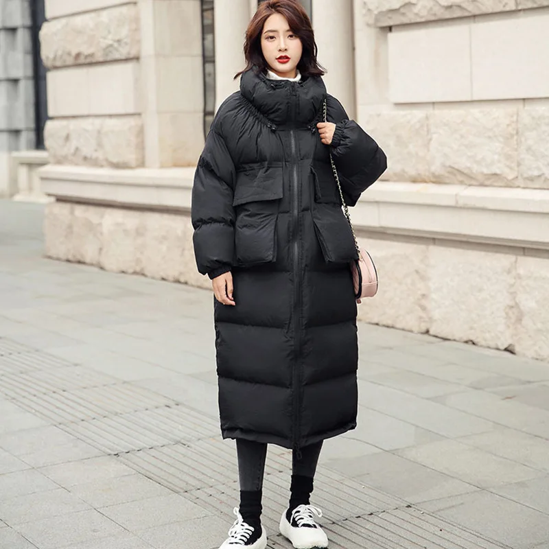 

Cotton-padded Clothes Women's Mid-length 2018 Winter New Style Korean-style Loose-Fit Slimming over-the-Knee Warm down Jacket Co