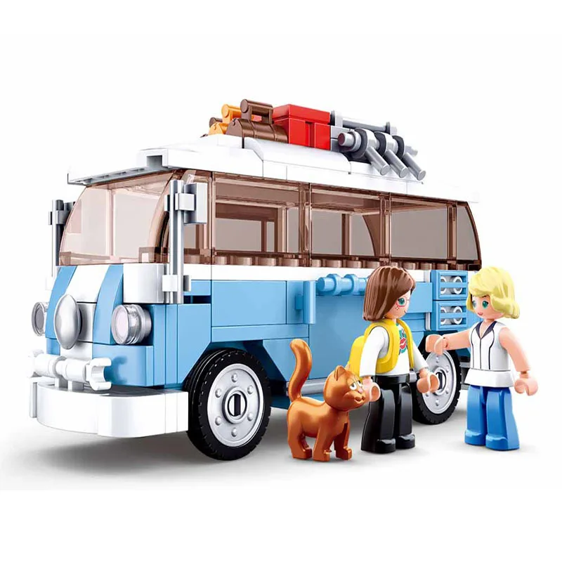 

Sluban city technical school bus Camper bus bricks accumulation model king van building blocks children's holiday girl boy gifts
