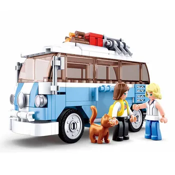 

Sluban city technical school bus Camper bus bricks accumulation model king van building blocks children's holiday girl boy gifts
