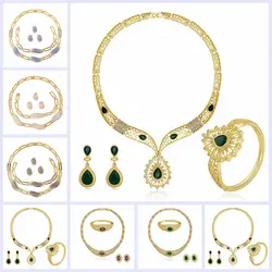 Модные ювелирные изделия из золота из Дубаи, комплект золотой свадьбы в нигерийском, африканском стиле, ювелирные серьги, браслеты, кольца