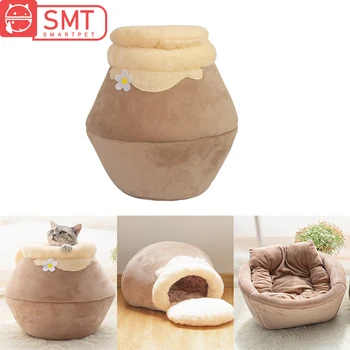 

Pet Bed for Soft Plush Cat Dog Nest Kennel Bed Honet Pot Shaped Puppy Kitten Cave House Sleeping Bag Mat Tent Pet Warm Beds