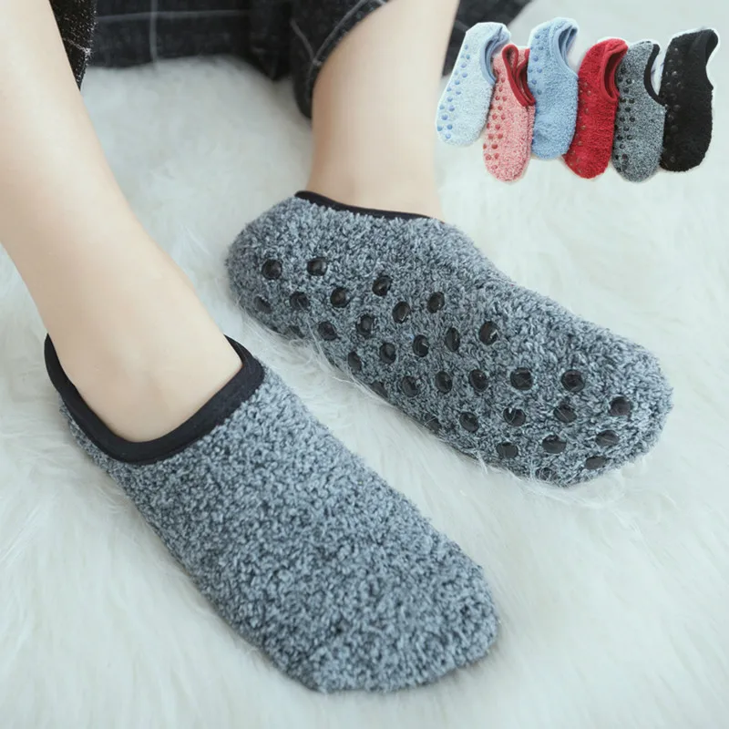 Adult Silicone Floor Thickening Plus Velvet Women's Winter Indoor Home Socks Warm Footwear Indoor Non-slip Socks