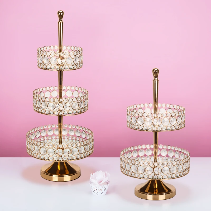 

3 tiers cake tray mirror surface gold cupcake