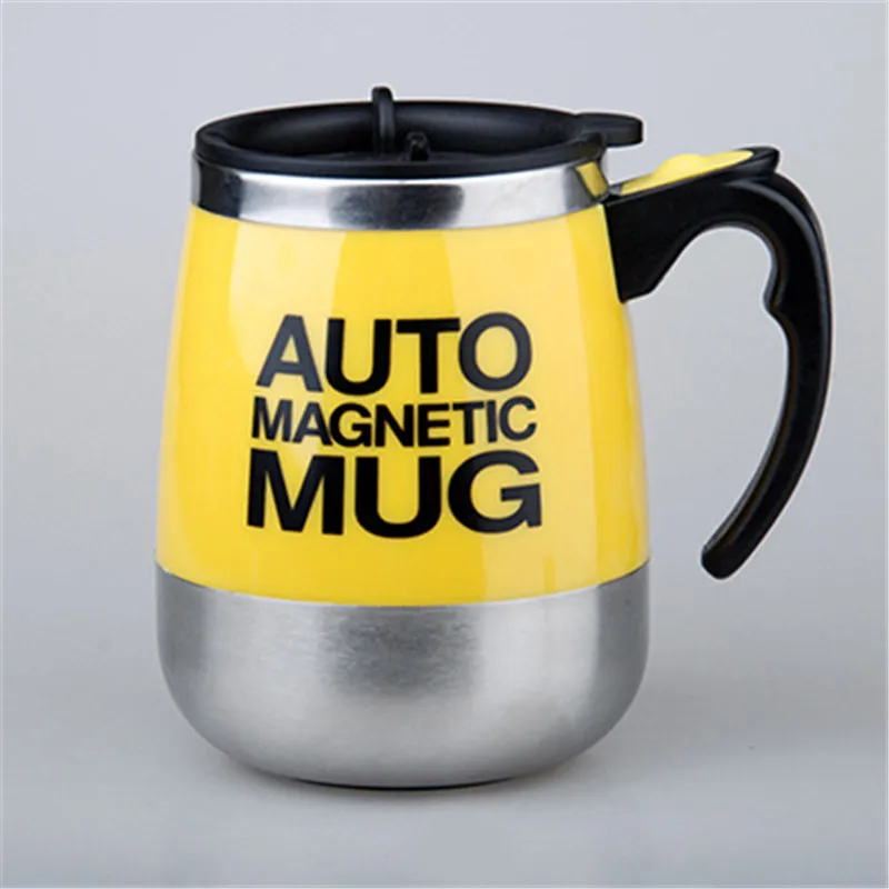 400/450ml Mugs Automatic Electric Lazy Magnetic Self Stirring Mug Coffee Milk Mixing Mug Smart Stainless Steel Jui ce Mix Cup - Color: Yellow Auto Magnetic