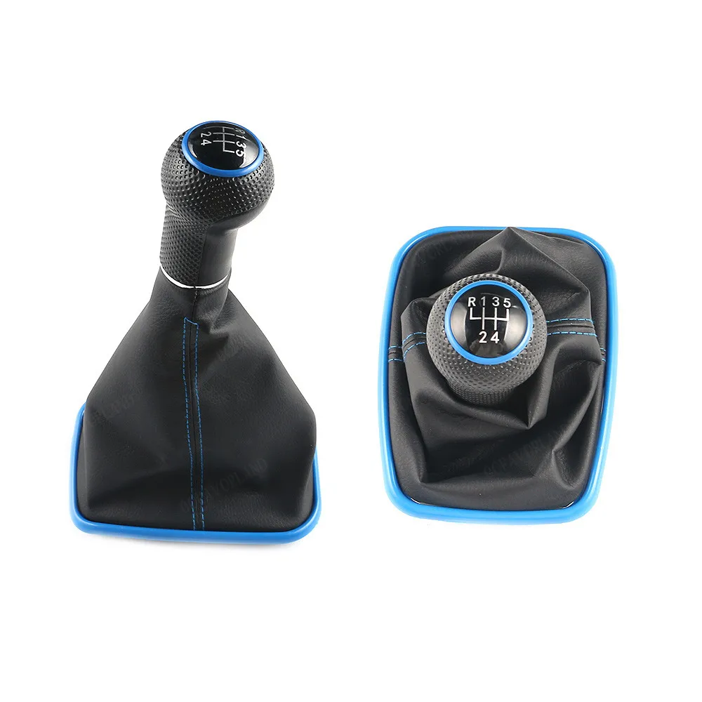 12mm 5 / 6 Speed Car Gear Shift Knob Lever Shifter Gaitor Boot For Volkswagen VW 1999-2004 Golf 4 IV MK4 GTI R32 Bora Jetta MT - Название цвета: Blue-5Speed