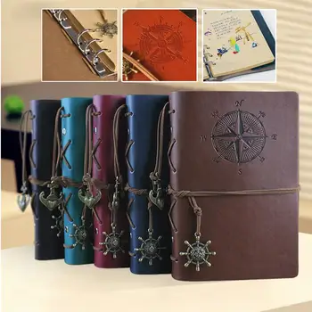 

Retro Leather A6 Loose Leaf Journals Hardback Cover Blank Paper Handy Diary Planner Years Of Memory Diaries Pocket Notebook