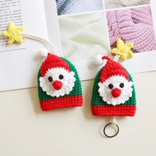 Рождественский подарок ручной работы Санта-Клауса, вязаная сумка для ключей, шерстяной набор ключей для вязания крючком, конечный продукт, брелки для ключей, сумка для украшения, аксессуары