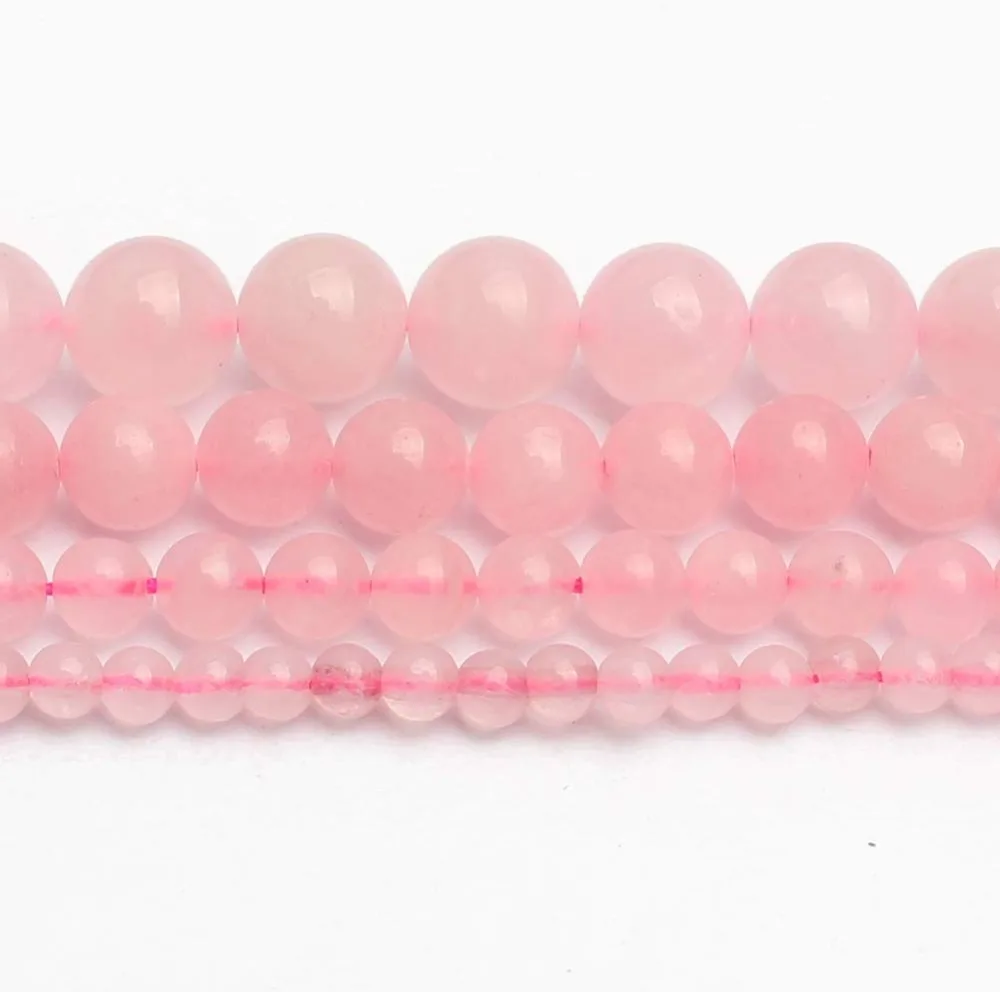 rose quartz_Love Beads 天然石圆珠珠宝制作 38.10 厘米 4-6-8-10-12-14mm 半宝石珠 灰_2