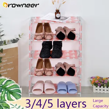 

3/4/5 Layers Simple DIY Shoes Rack Colorful Multi Functional Shoes Shelf Fabric Dustproof Large Capacity Shoe Storage Container
