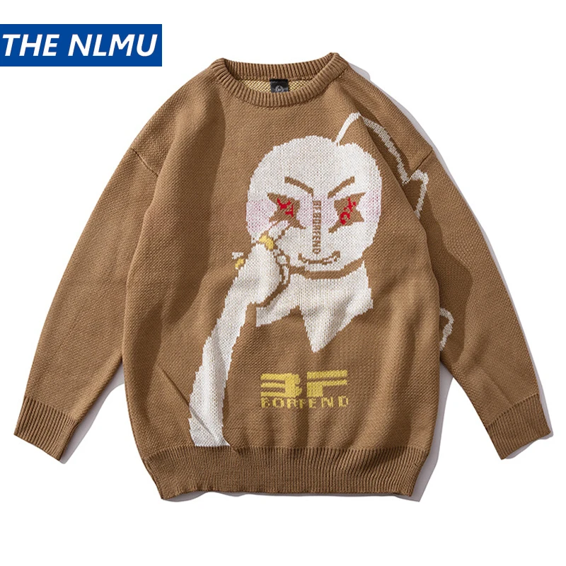 

2019 Mens Sweaters Funny Print Streetwear Pullover O-neck Long Sleeve Hip Hop Men Autumn Harajuku Couple Sweaters Loose HZ215