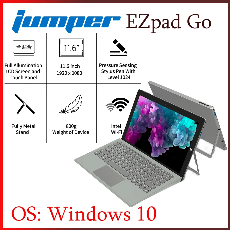 Jumper EZpad Go 2 в 1 планшетный ПК 11 6 дюймов ips дисплей windows планшет 4 Гб ОЗУ 64 Гб/128 ГБ Intel