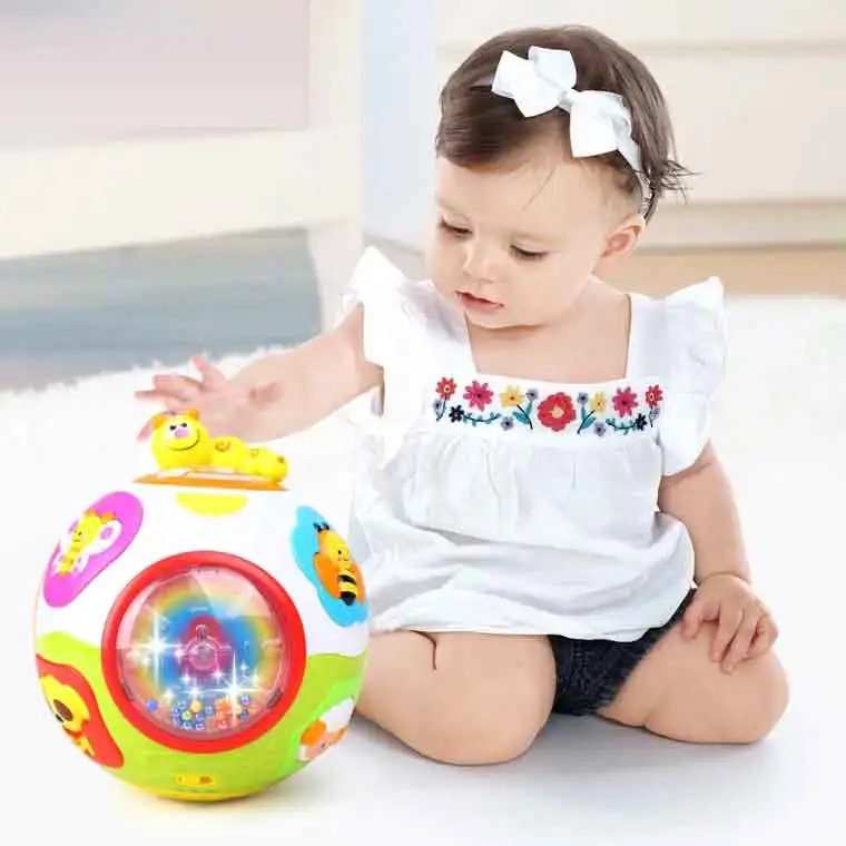 

Baby Toys Toddler Crawl Automatic Rotation Toy With Music & Light Teach Shape/number/animal Kids Early Learning Educational Toy