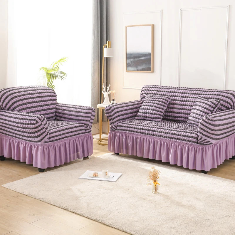 Sofa Cover Soft Fabric Solid Cover Couch Cover Skirt Type Sectional Sofa High Quality Thicken Slipcovers for Living Room Decor