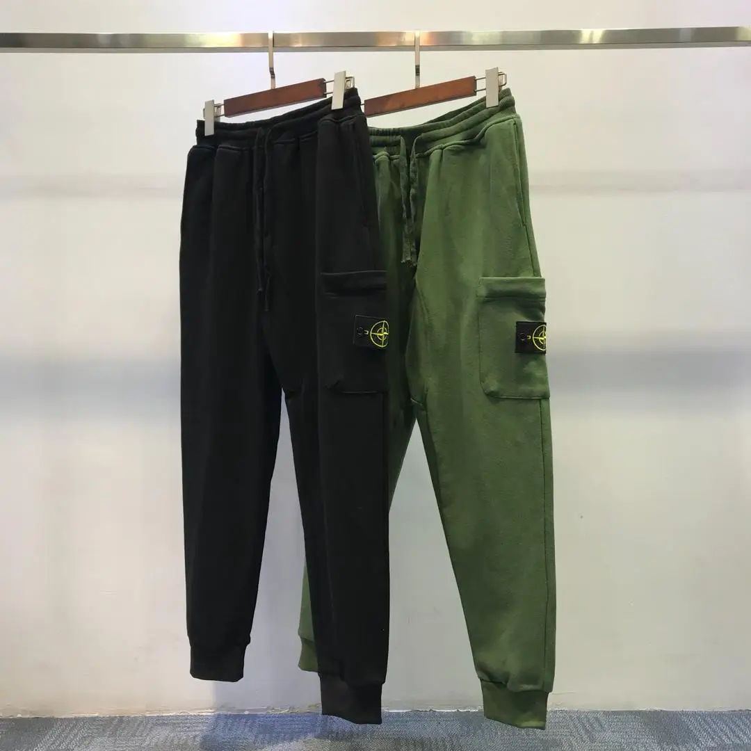 

19 Popular Brand Stone Bib Overall Sweatpants Men's Popular Brand European And American Streets Beam Leg Casual Sports Pants