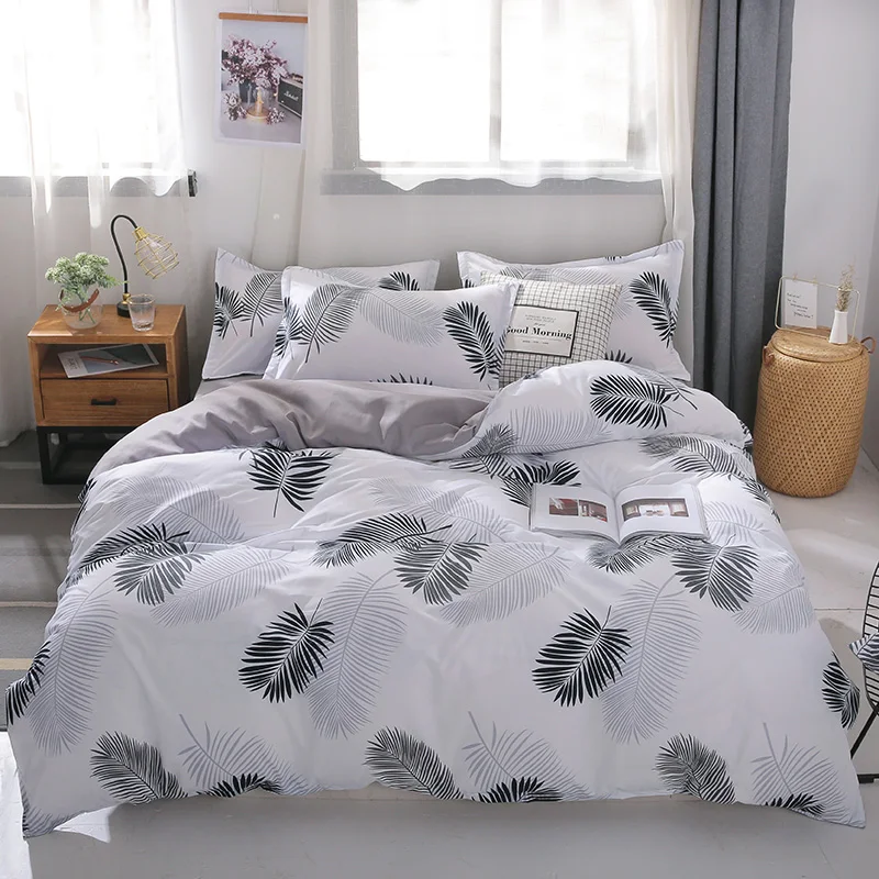 

Stripe Leaf Duvet Cover Simple Nordic Quilt Cover 220x240 King Size Single Double Queen Bedspreads (No Pillowcase/Bed Sheet)