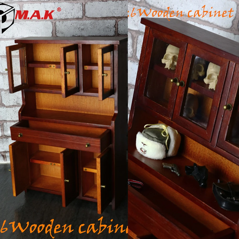 

MCC-005 1/6 Figure Scene Accessory Component Wooden Cabinet Retro Bookcase Model Toy for 12'' Soldier Action Figure Collection