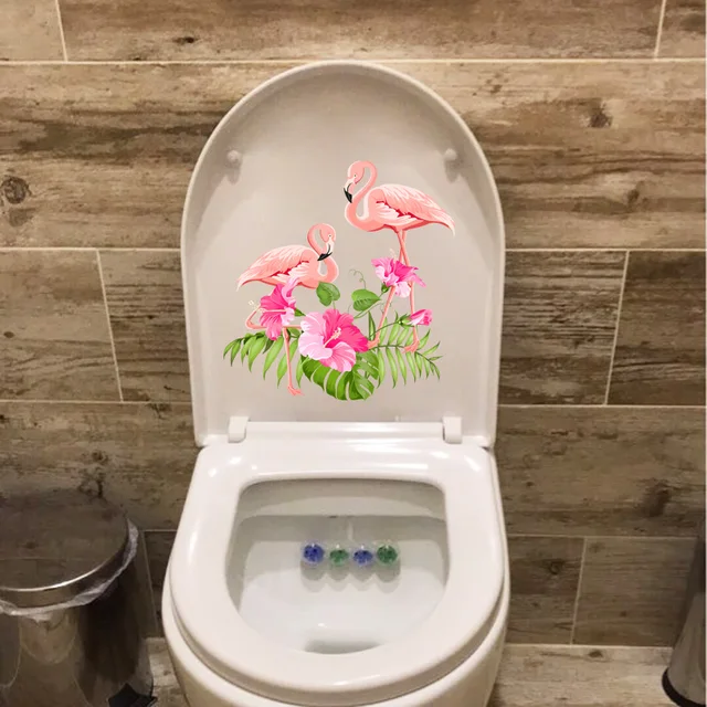 Zttzdy 22,6 Cm × 23,5 Rajzfilm Flamingo Otthoni Falmatricák Klasszikus Fürdőszoba Wc-Dekoráció T2-0753 - Image 3