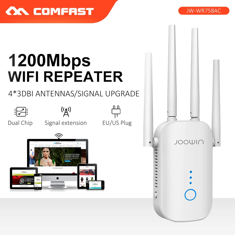 JW WR758AC AC1200 Wifi повторитель 2 4G и 5 8G двухдиапазонный 1200 Мбит/с сигнала с 4 внешними
