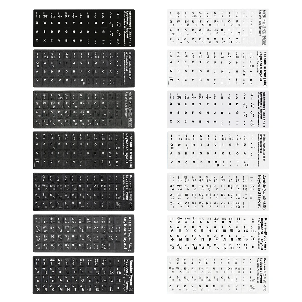 

Russian Letters Keyboard Stickers for 8to10inch Notebook Computer Korean Hebrew French Spanish German SaudiArabian Layout Laptop